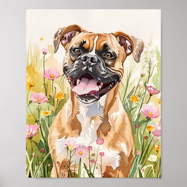 Boxer Dog Watercolor Print – Cute Boxer Wall Art (Front)