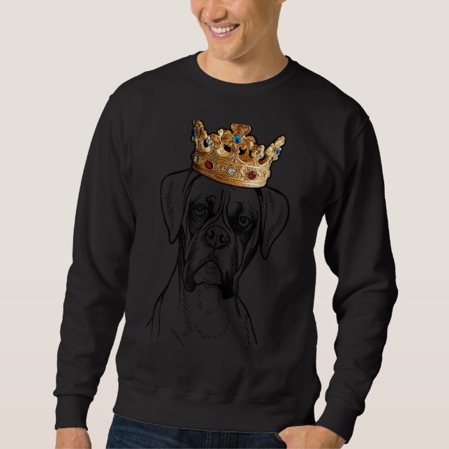 Boxer Dog Wearing Crown Sweatshirt (Front)