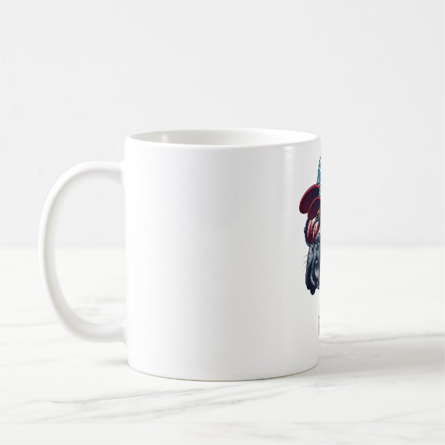 Boxer Dog Wearing White Red Blue Coffee Mug (Left)
