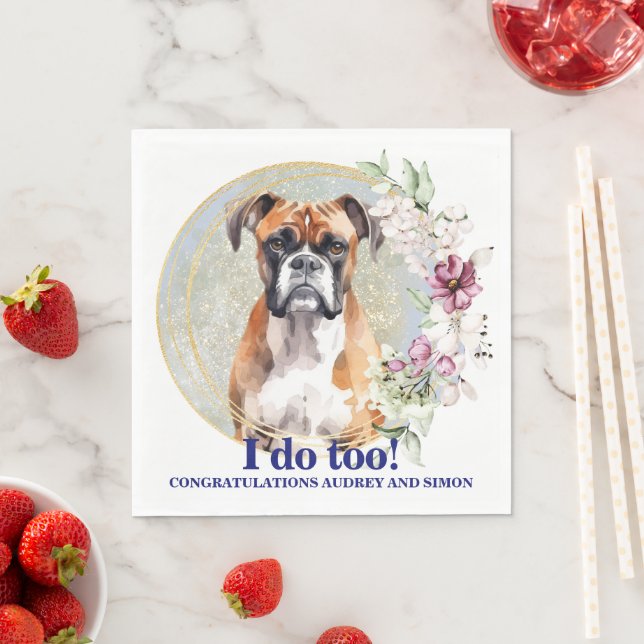 Boxer Dog Wedding Napkins With Dogs Photo (Insitu)