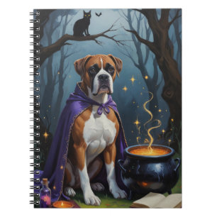 Boxer Dog Whimsical Halloween Painting Notebook