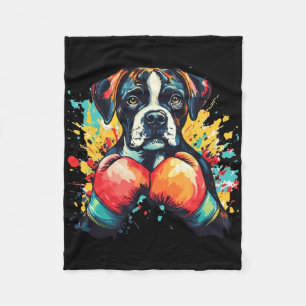 Boxer Dog With Boxing Gloves Colour Splash 1 Fleece Blanket