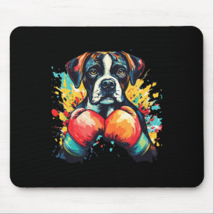 Boxer Dog With Boxing Gloves Colour Splash 1 Mouse Pad