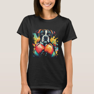 Boxer Dog With Boxing Gloves Colour Splash 1 T-Shirt
