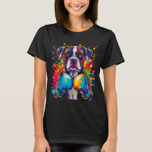 Boxer Dog With Boxing Gloves Colour Splash  T-Shirt