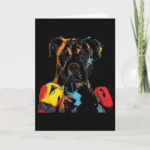 Boxer Dog With Boxing Gloves Men Women Kids  Card