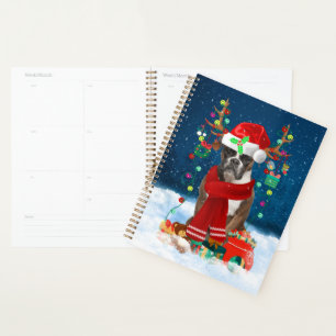 Boxer dog with Christmas gifts Planner