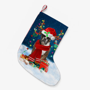 Boxer dog with Christmas gifts Small Christmas Stocking