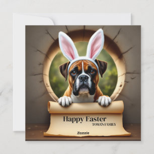 Boxer dog - with Family Name Holiday Card