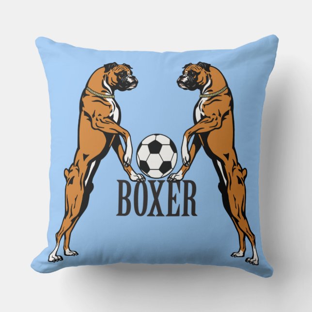 boxer dog with soccer ball cushion (Front)