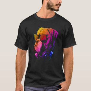 Boxer Dog With Sunglasses And Headphones   T-Shirt
