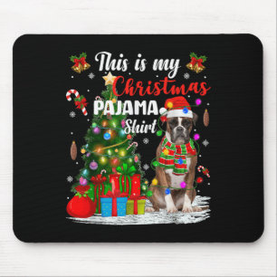 Boxer Dog Xmas Tree Lights This Is My Christmas Pa Mouse Pad