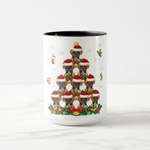 Boxer Dog Xmas Tree Santa Hat Merry Christmas Gift Mug