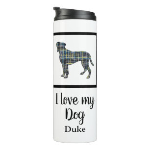 Boxer Dog Yellow & Blue Silhouette Thermal Tumbler