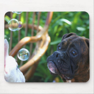 Boxer dogs and bubbles mousepad