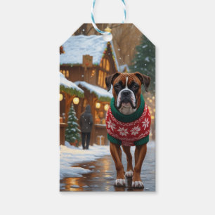 Boxer Dogs Christmas Snow Holiday  Gift Tags