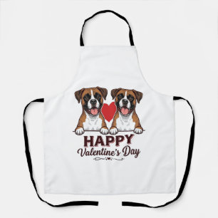 Boxer Dogs Happy Valentines Day Vintage Apron
