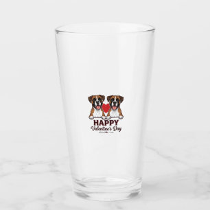 Boxer Dogs Happy Valentines Day Vintage Glass