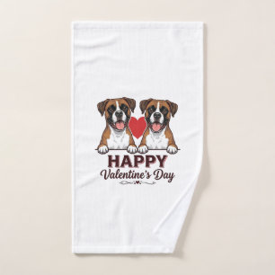 Boxer Dogs Happy Valentines Day Vintage Hand Towel