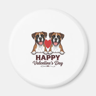 Boxer Dogs Happy Valentines Day Vintage Magnet