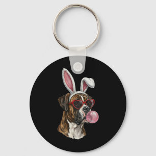 Boxer Easter Bunny Dog Lover Key Ring
