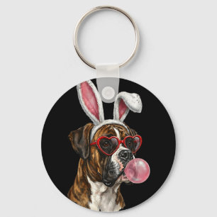 Boxer easter bunny dog lover key ring