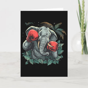 Boxer Elephant With Boxing Gloves Kickboxing Funny Card