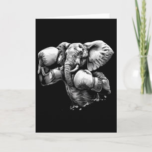Boxer Elephant With Boxing Gloves Kickboxing Funny Card