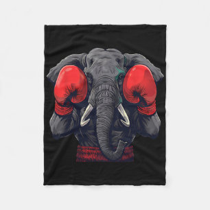 Boxer Elephant With Boxing Gloves Kickboxing Funny Fleece Blanket
