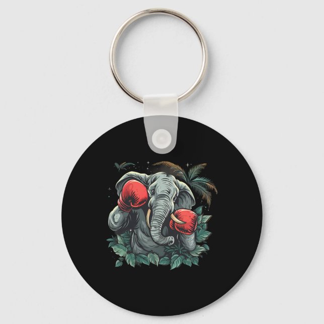 Boxer Elephant With Boxing Gloves Kickboxing Funny Key Ring (Front)