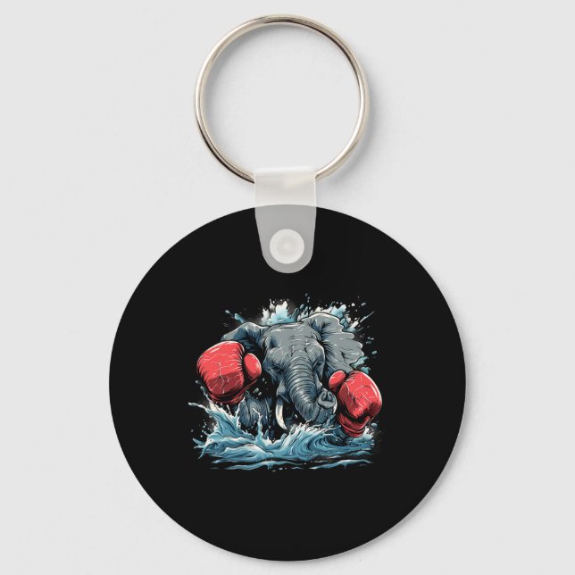 Boxer Elephant With Boxing Gloves Kickboxing Funny Key Ring (Front)