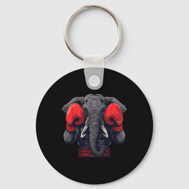Boxer Elephant With Boxing Gloves Kickboxing Funny Key Ring (Front)