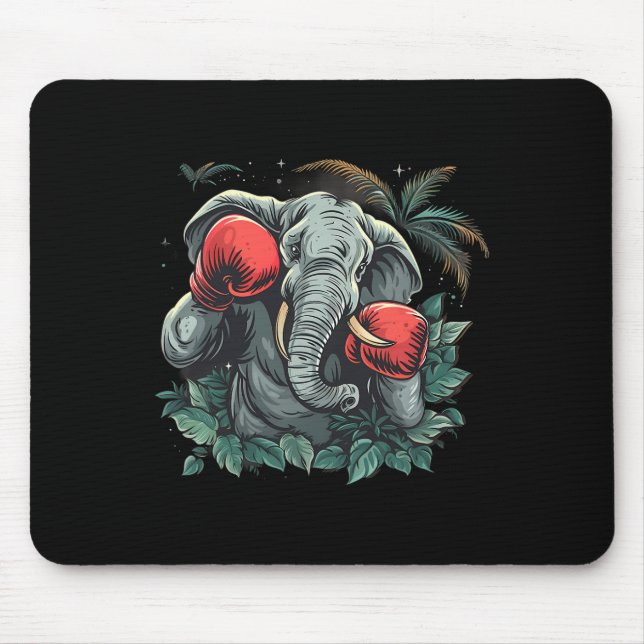 Boxer Elephant With Boxing Gloves Kickboxing Funny Mouse Pad (Front)