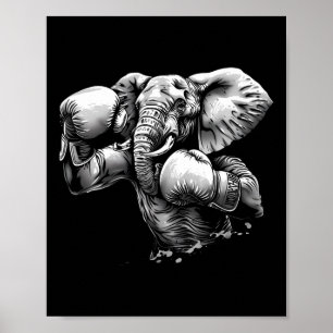 Boxer Elephant With Boxing Gloves Kickboxing Funny Poster