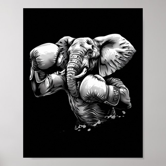 Boxer Elephant With Boxing Gloves Kickboxing Funny Poster (Front)