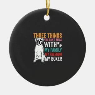 Boxer Family Freedom Dog Lover Ceramic Ornament