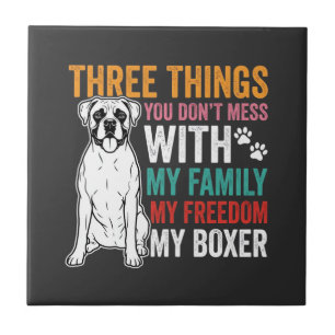 Boxer Family Freedom Dog Lover Ceramic Tile