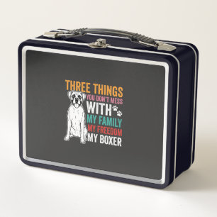 Boxer Family Freedom Dog Lover Metal Lunch Box