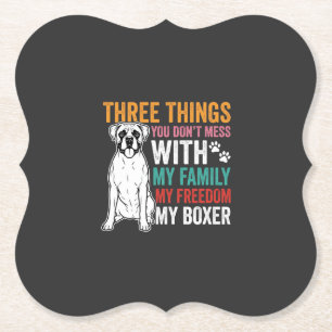 Boxer Family Freedom Dog Lover Paper Coaster