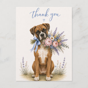 Boxer Flower Bouquet Thank You Postcard