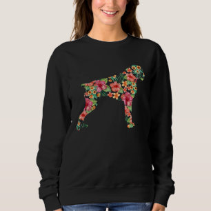 Boxer Flower  Dog Silhouette Floral  Women Men Sweatshirt