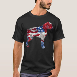 Boxer Flower Red White Blue Usa Flag 4Th Of T-Shirt