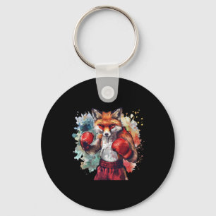 Boxer Fox With Boxing Gloves Kickboxing Funny Boxi Key Ring