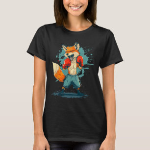 Boxer Fox With Boxing Gloves Kickboxing Funny Boxi T-Shirt