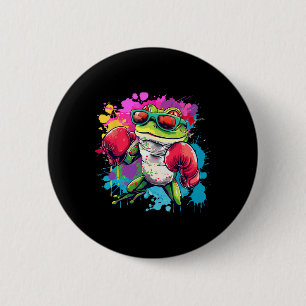 Boxer Frog With Boxing Gloves Kickboxing Funny Box 6 Cm Round Badge