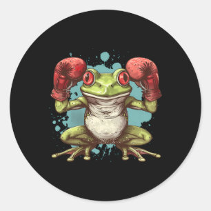 Boxer Frog With Boxing Gloves Kickboxing Funny Box Classic Round Sticker