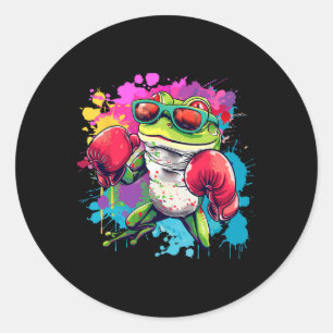 Boxer Frog With Boxing Gloves Kickboxing Funny Box Classic Round Sticker