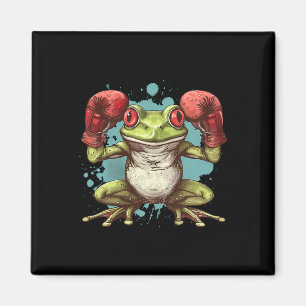 Boxer Frog With Boxing Gloves Kickboxing Funny Box Magnet
