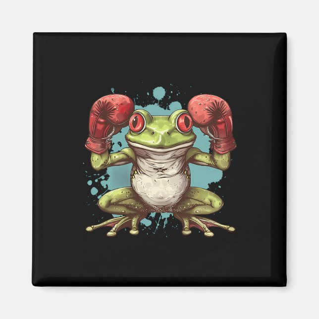 Boxer Frog With Boxing Gloves Kickboxing Funny Box Magnet (Front)