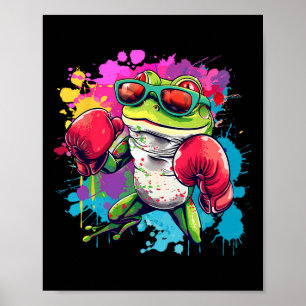 Boxer Frog With Boxing Gloves Kickboxing Funny Box Poster